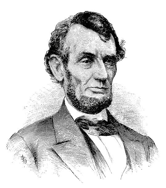 Abraham Lincoln - Antique Engraved Portrait Antique engraving of Abraham Lincoln. Isolated on white. abraham lincoln photos stock illustrations