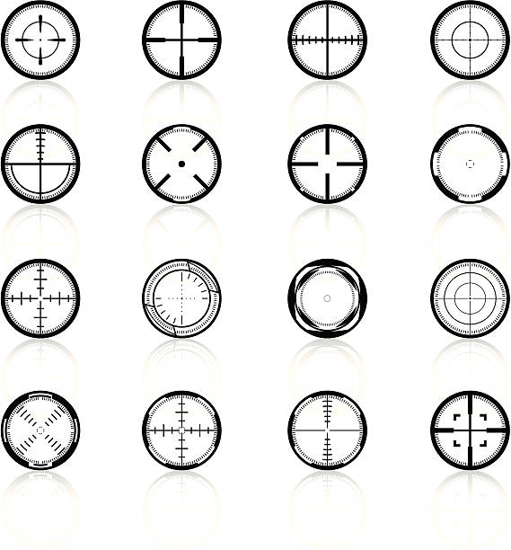 ilustraciones, imágenes clip art, dibujos animados e iconos de stock de crosshairs set 2-serie black - m14