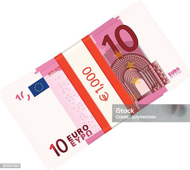 Lot De 10 Euros Vecteurs libres de droits et plus d'images vectorielles de Billet de banque - Billet de banque, Empaqueter, Empilé