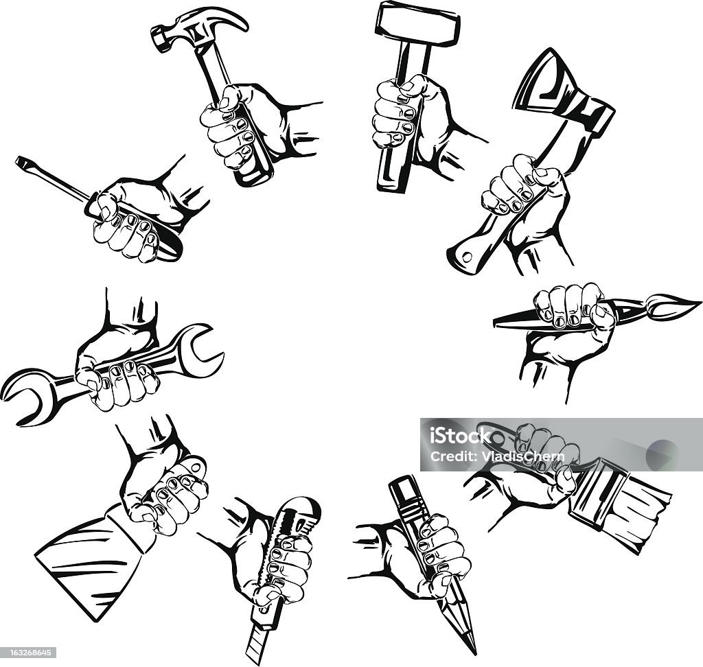 손으로 쥠 도구 세트 벡터 - 로열티 프리 강철 벡터 아트