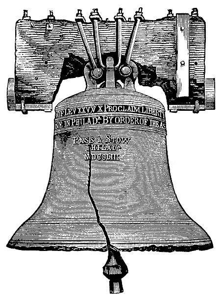колокол свободы-старые гравировка - liberty bell stock illustrations