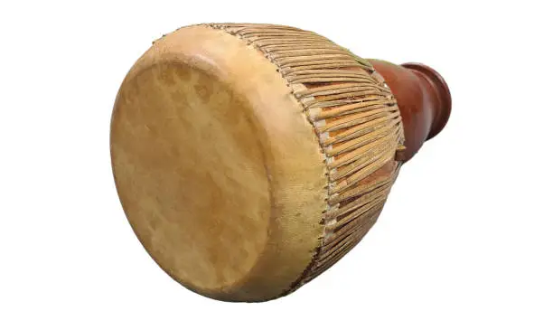 Photo of Malay Traditional music instrument called gedombak isolated in white background