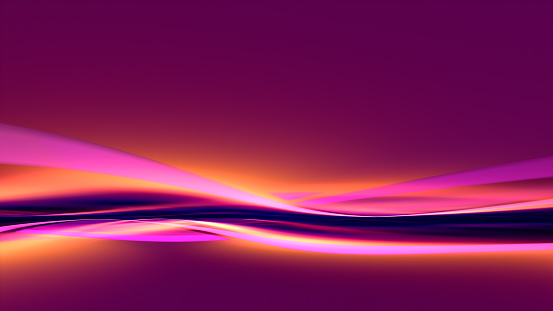 Vibrant gradient waves fractal art background with copy space.