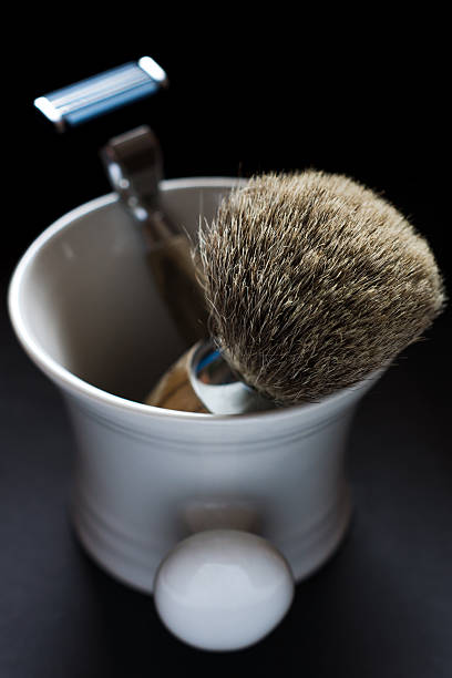 Shaving Tools on black Background Shaving Tools on black Background nassrasur stock pictures, royalty-free photos & images