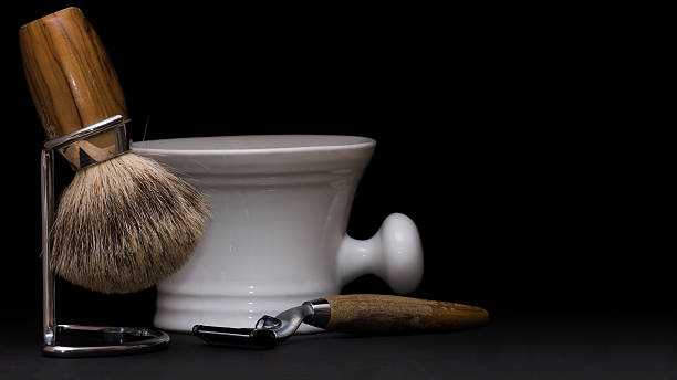 Shaving Tools on black Background Shaving Tools on black Background nassrasur stock pictures, royalty-free photos & images