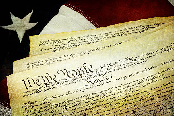 istock Textured American Constitution with US Flag 163270591