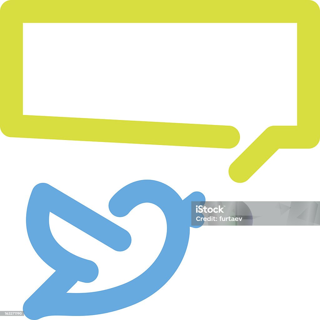 Bird tweets icon Blue bird and green comment area Bluebird - Bird stock vector