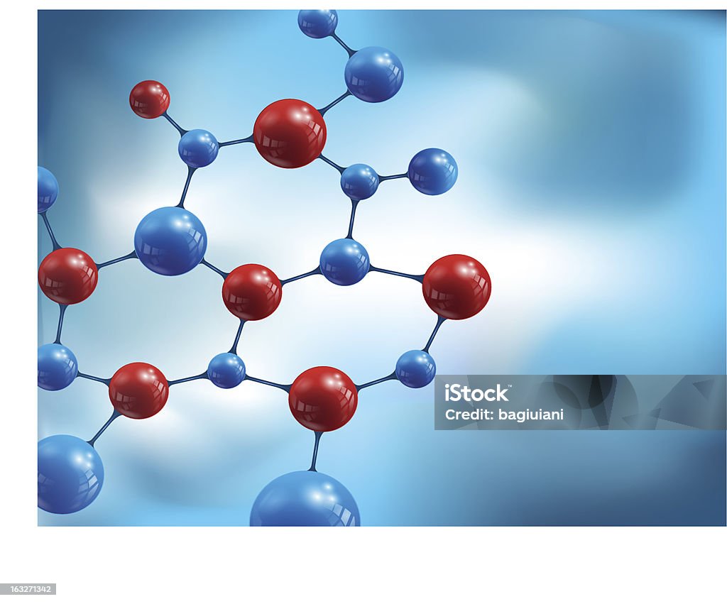 Representação de um abstrato azul e vermelho Molécula - Royalty-free Abstrato arte vetorial
