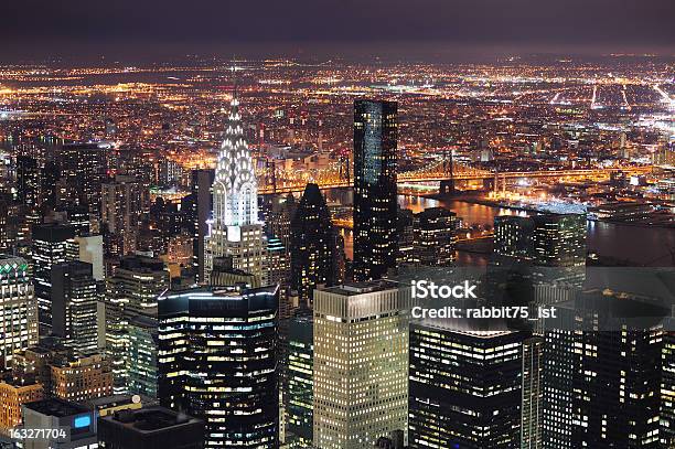 New York City Manhattan Skyline Aerial View At Dusk Stock Photo - Download Image Now