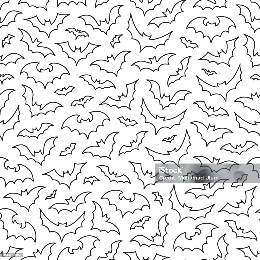 Bat Pattern Dots Bats Outline Seamless Pattern Stock Illustration - Download Image Now ...