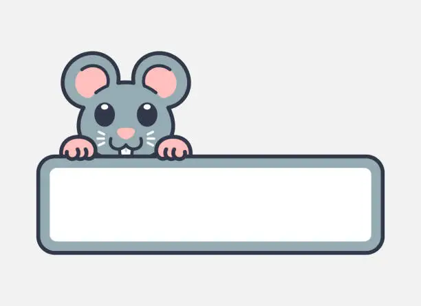 Vector illustration of Cute Mouse Vector Label