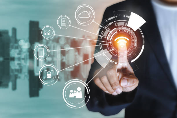 istock Businessman point the finger connect wifi network technology communication social media, data security concept. 1632758701