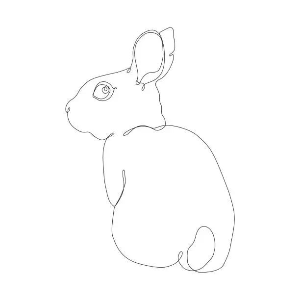 Vector illustration of Easter Bunny Continuous Single Line Drawing with Editable Stroke
