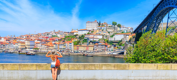 Woman tourist in Porto city- Portugal