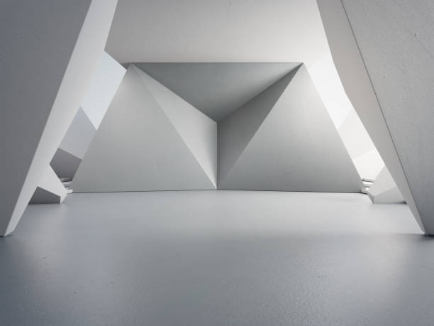istock Geometric shapes structure on gray concrete floor. 1632892080
