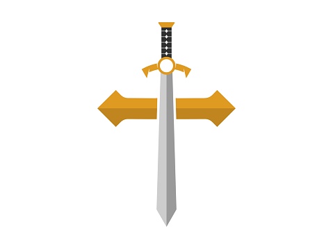 Knight sword with christian cross