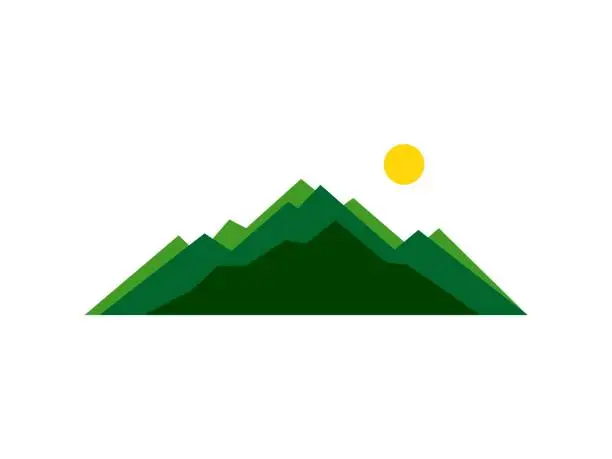 Vector illustration of Mountain with gradation color and sun