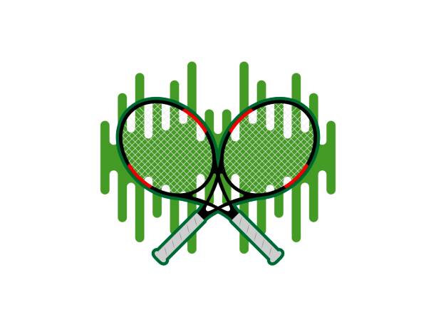 illustrations, cliparts, dessins animés et icônes de onde sonore avec raquette de tennis - racket sport tennis ball tennis equipment