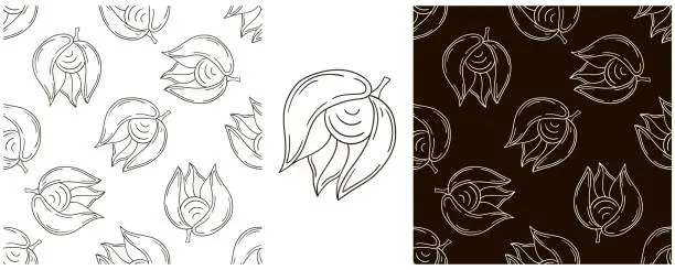 Vector illustration of Monochrome Seamless pattern. Set in hand draw style. Can be used for fabric and etc