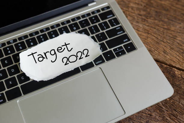 istock Paper sheet with word target on laptop keyboard. success plan goal concept. 1632922168