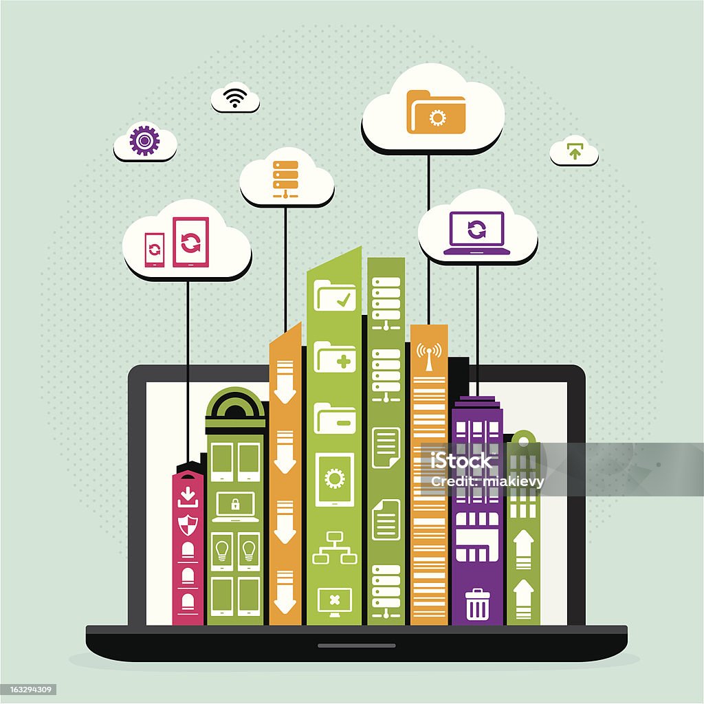 Cloud City Computer Cloud Computing City Stock Illustration - Download Image Now ...