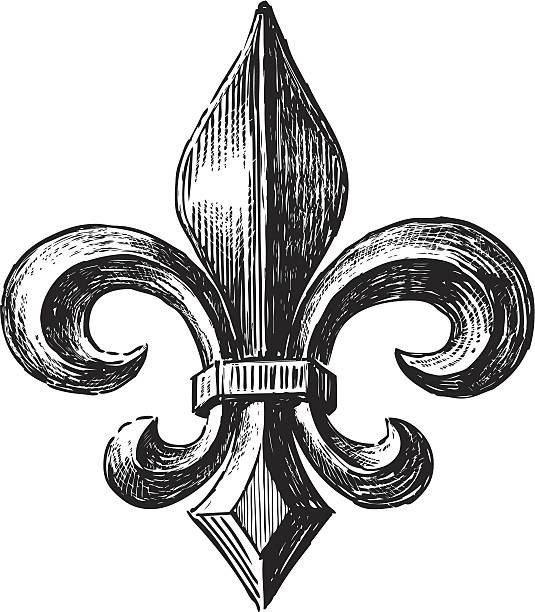 Fleur De Lys Vector drawing of the ancient symbol of the French lily. fleur stock illustrations
