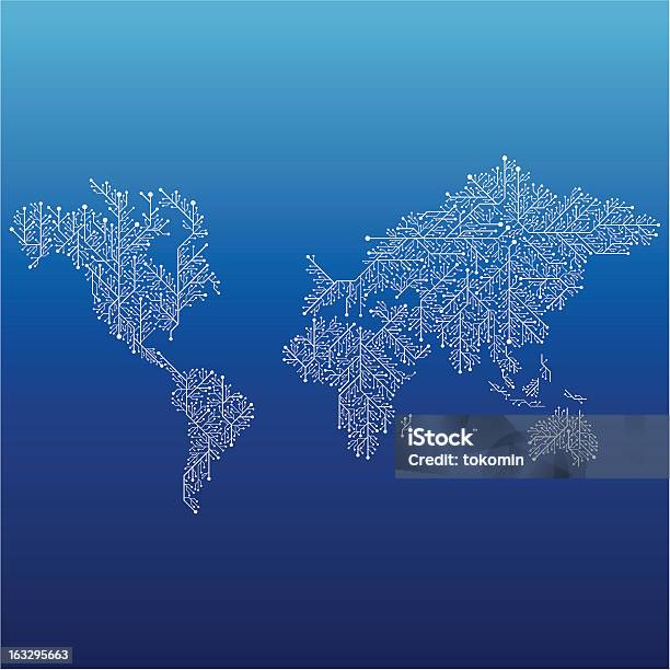 Ilustración de Mapa Mundial y más Vectores Libres de Derechos de Fibra óptica - Fibra óptica, Australia, Asia