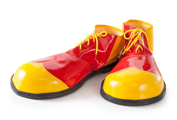 czerwone i żółte clown buty - shoe single object isolated red zdjęcia i obrazy z banku zdjęć