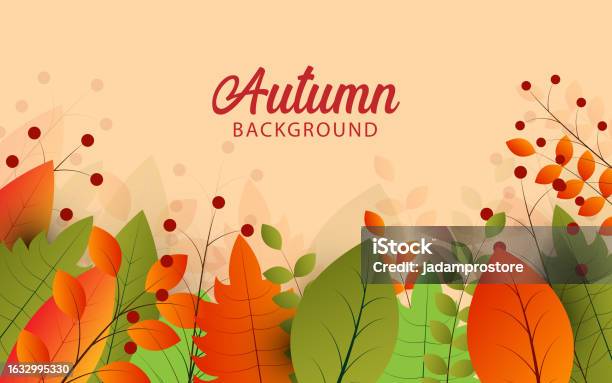 Editable Fall Background Autumn Background With Leaves Stock Illustration - Download Image Now ...