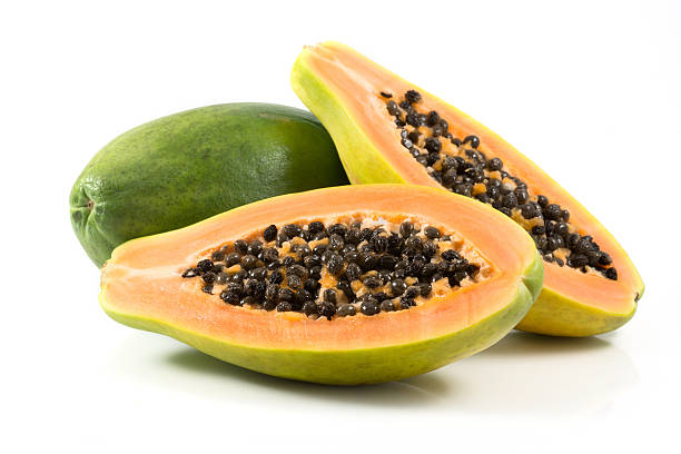 istock Half cut and whole papaya fruits 163299564