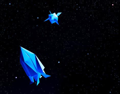 Deep space exploration to a planet with an origami spaceship.