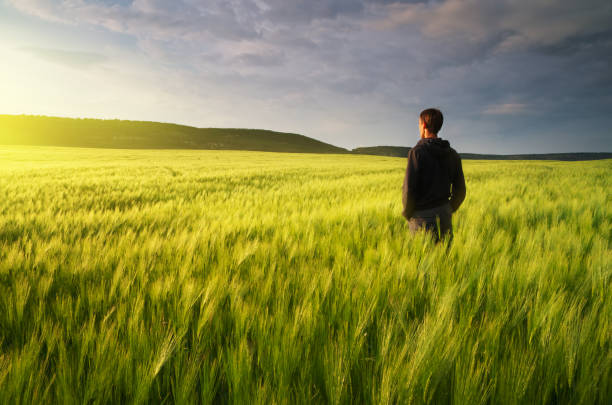 istock Man in meadow green meadow 1633000537