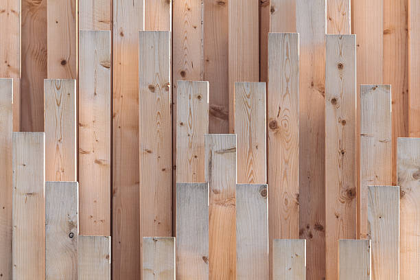 istock Vertical row of new wooden girders 163301848