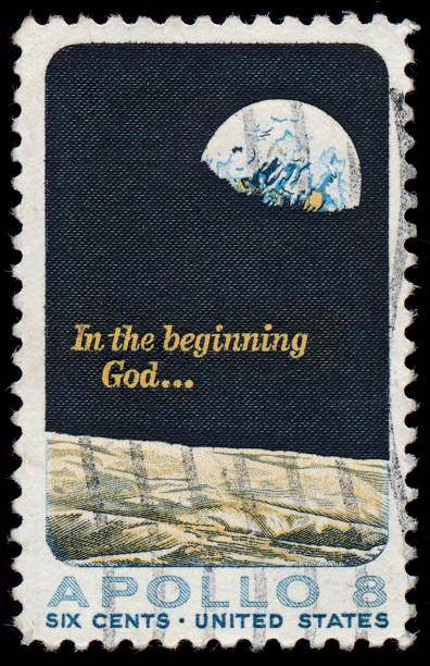 istock Apollo 8 - moon landing stamp 1969 163302276