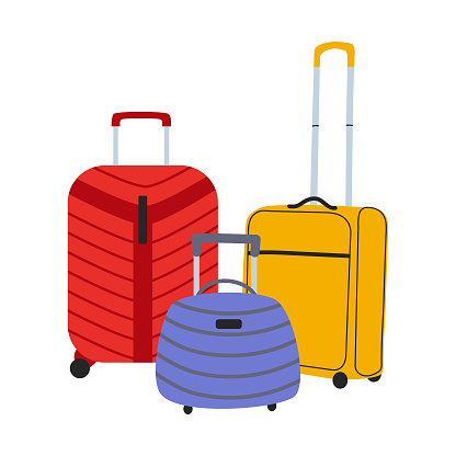 Luggage. Traveler's bags in flat style. White isolated background.