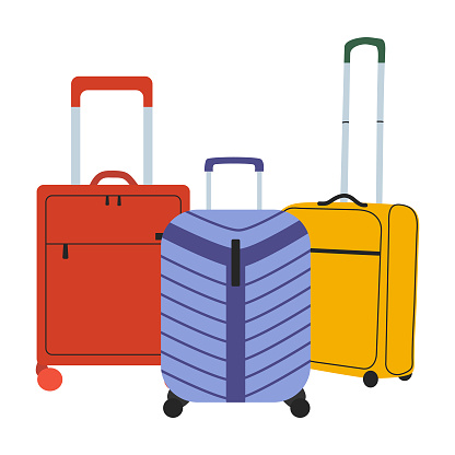 Traveler's bags in flat style. White isolated background.