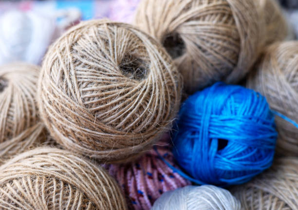 istock rolls of natural hemp wire for parcel twine, string, packing or diy.fencing 1633037406
