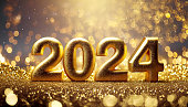 New Year Decoration 2024 gold glitter party celebration christmas