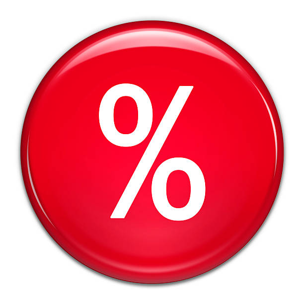percentagem botão (com traçado de recorte - three dimensional shiny business retail imagens e fotografias de stock