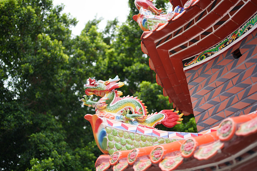 Chinese dragon ornament on building