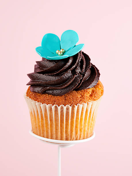 schokolade cupcake - muffin cake isolated small stock-fotos und bilder