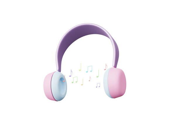 istock 3D render, Minimal pastel Headphone with colorful of musical notes isolated on white background, Audio gadget for listening music and song, minimal design concept. 1633161477