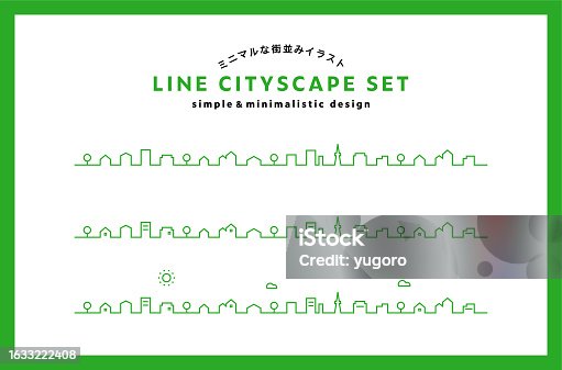 istock A set of line illustrations of simple & minimal cityscapes. 1633222408