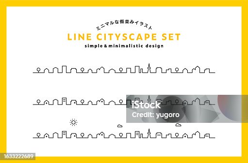 istock A set of line illustrations of simple & minimal cityscapes. 1633222689