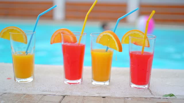 Drink refreshments at poolside