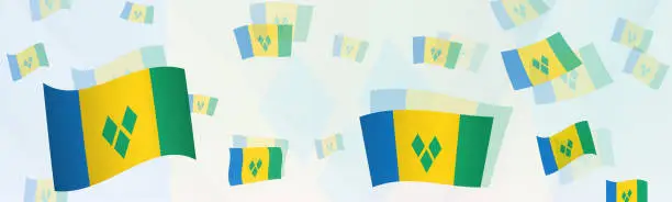 Vector illustration of Saint Vincent and the Grenadines flag-themed abstract design on a banner. Abstract background design with National flags.