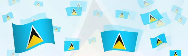 Vector illustration of Saint Lucia flag-themed abstract design on a banner. Abstract background design with National flags.