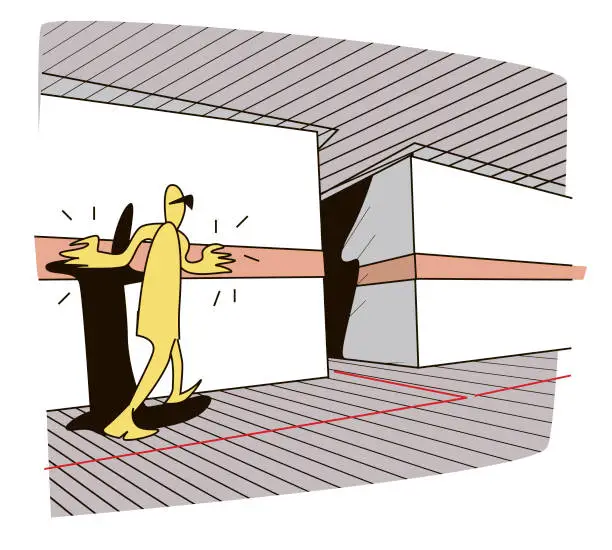 Vector illustration of blind man trying to find his way