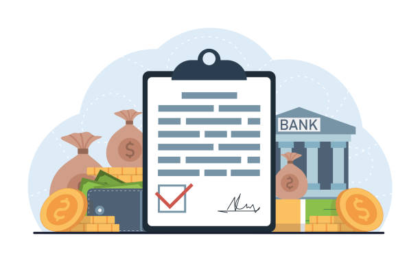 Bank agreement Bank contract, credit or loan document. book dedication stock illustrations