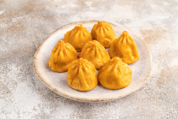 istock Manti dumplings on gray concrete. Side view 1633390080